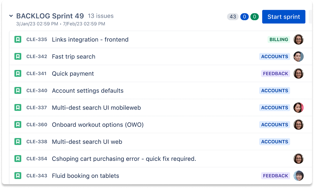 Widok tablicy projektu Kanban w Jira Software