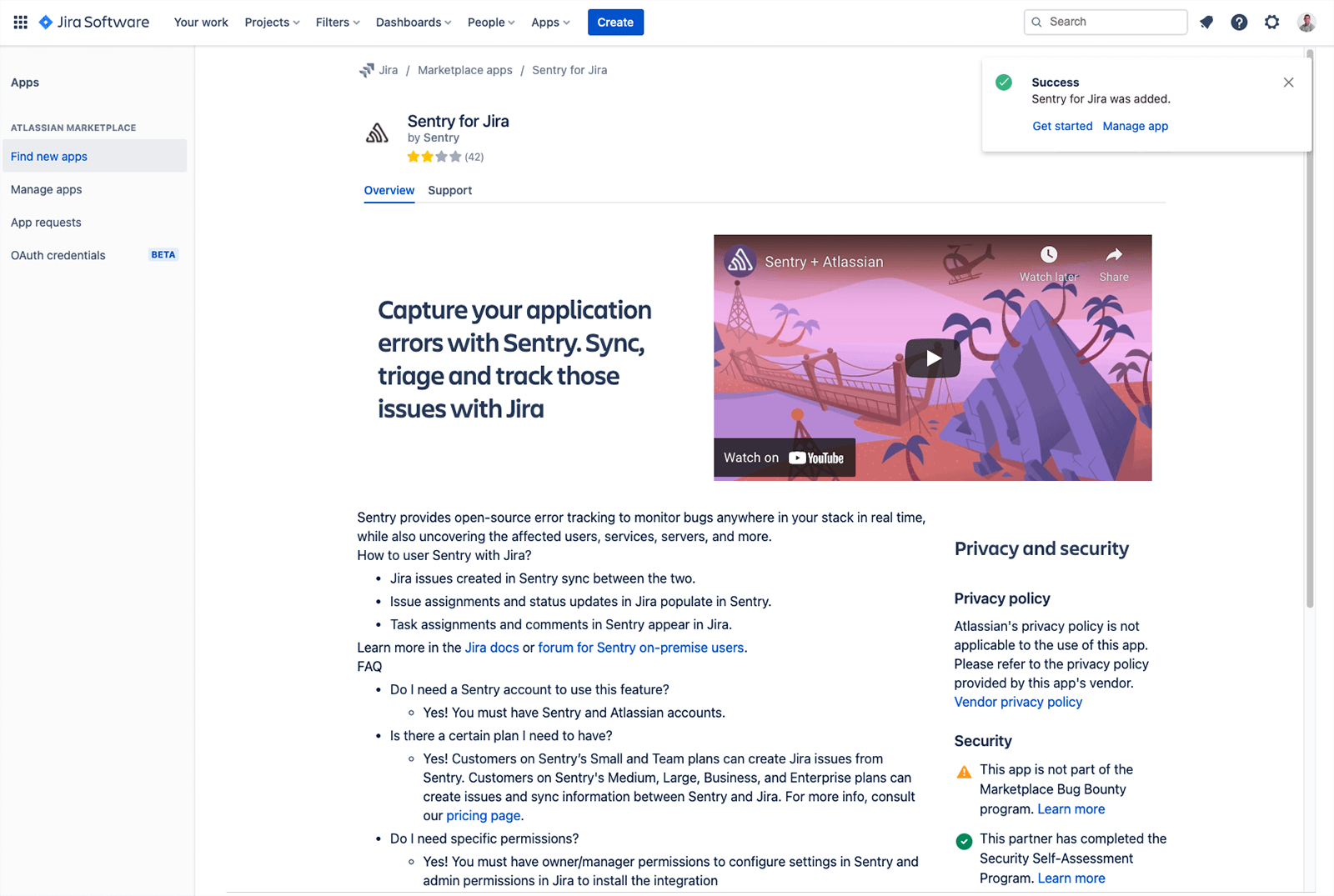 开始使用用于 Jira 的 Sentry