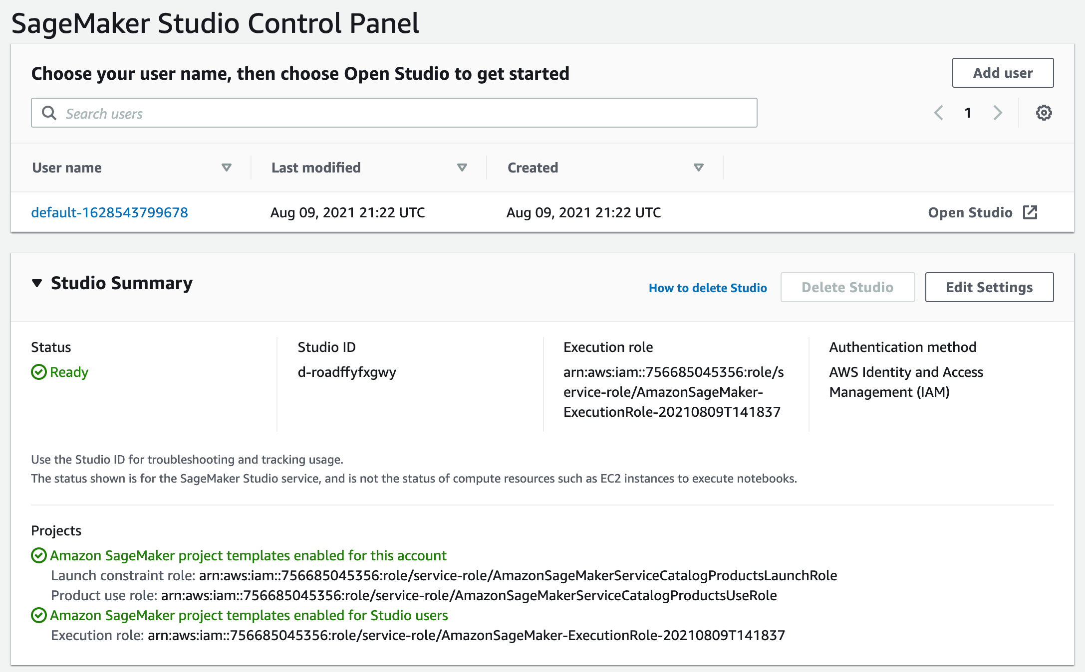 Captura de tela da pós-configuração