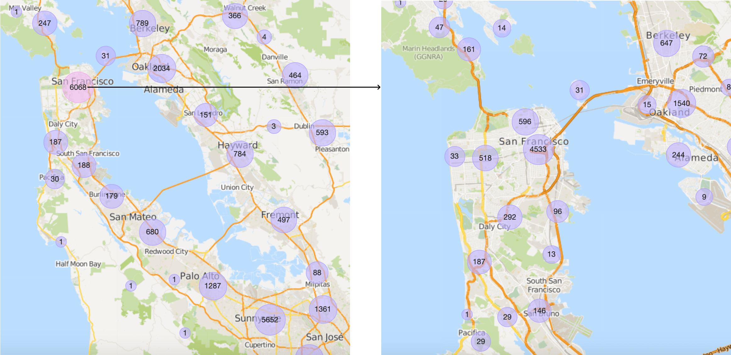 Craigslist bubble map.