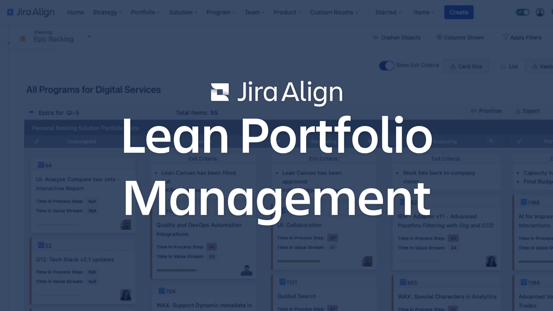 Lean Portfolio Management with Jira Align screen