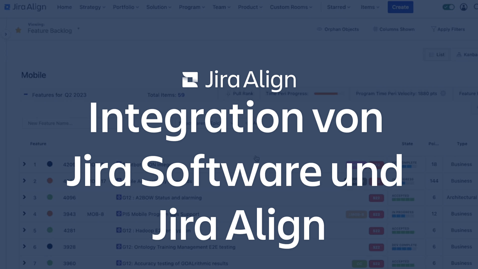 Bildschirm: Integration von Jira Software und Jira Align
