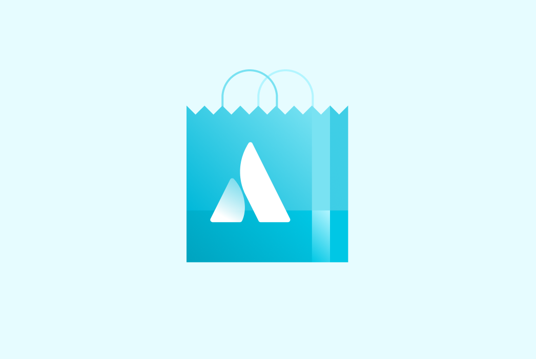Atlassian 로고가 있는 쇼핑백.