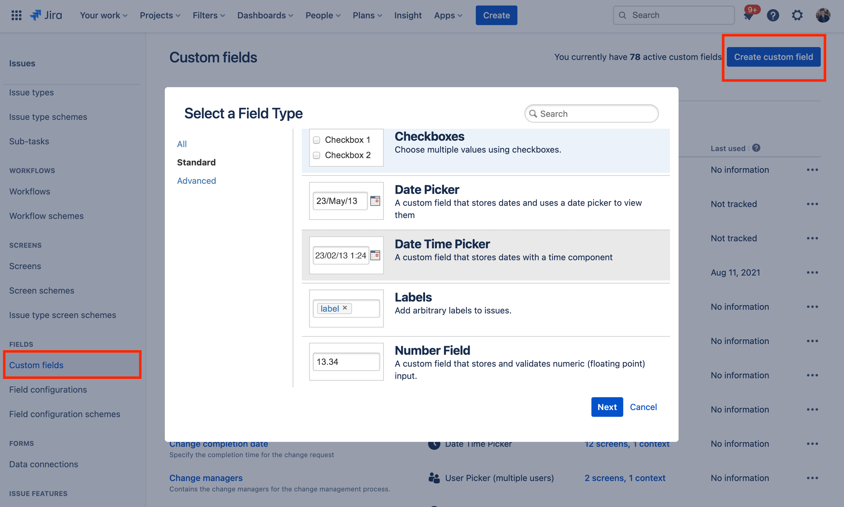 Создание пользовательского поля в Jira Service Management