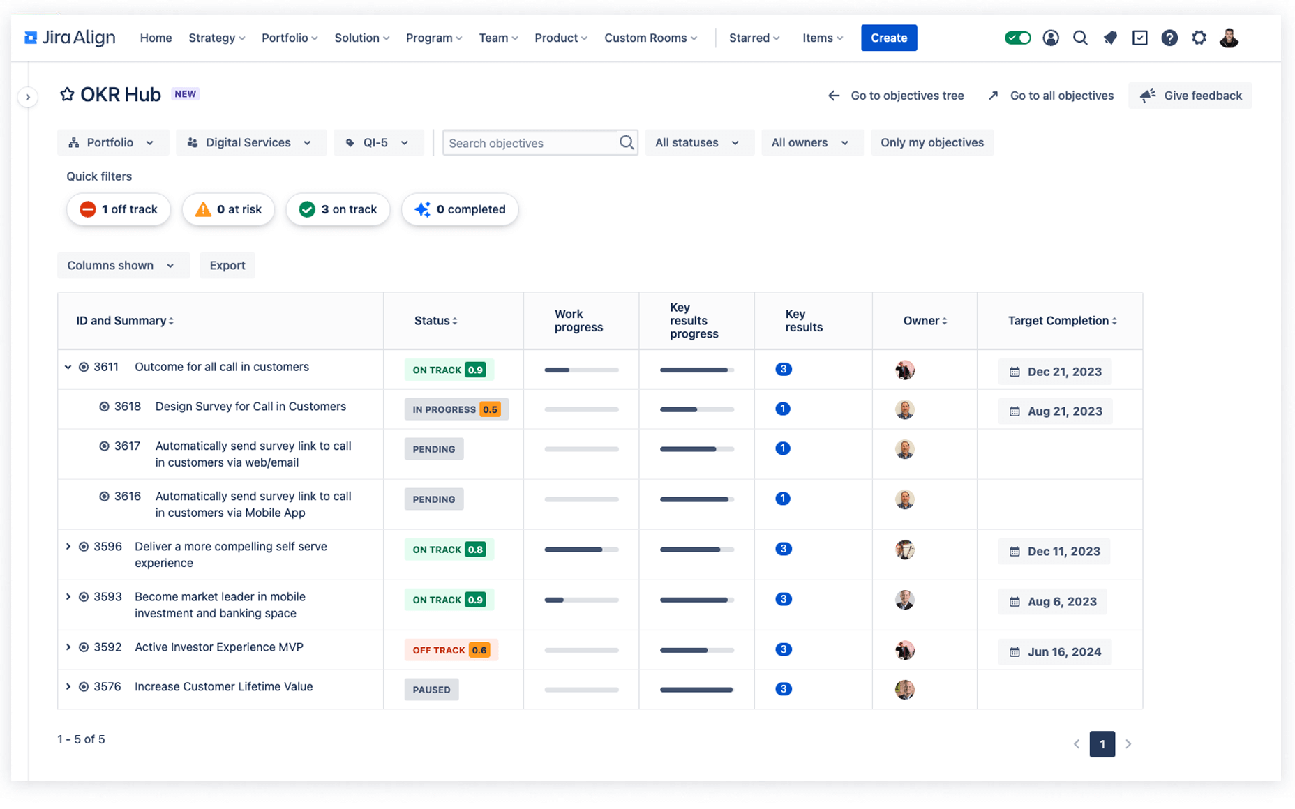 Снимок экрана: центр OKR.