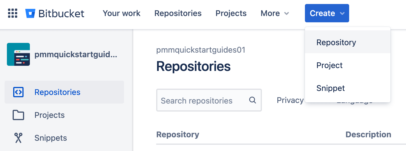 Creating a repository in Bitbucket