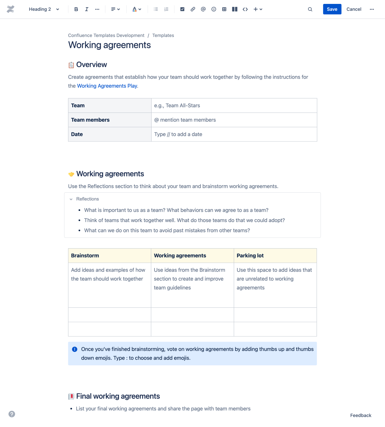 Working agreements template