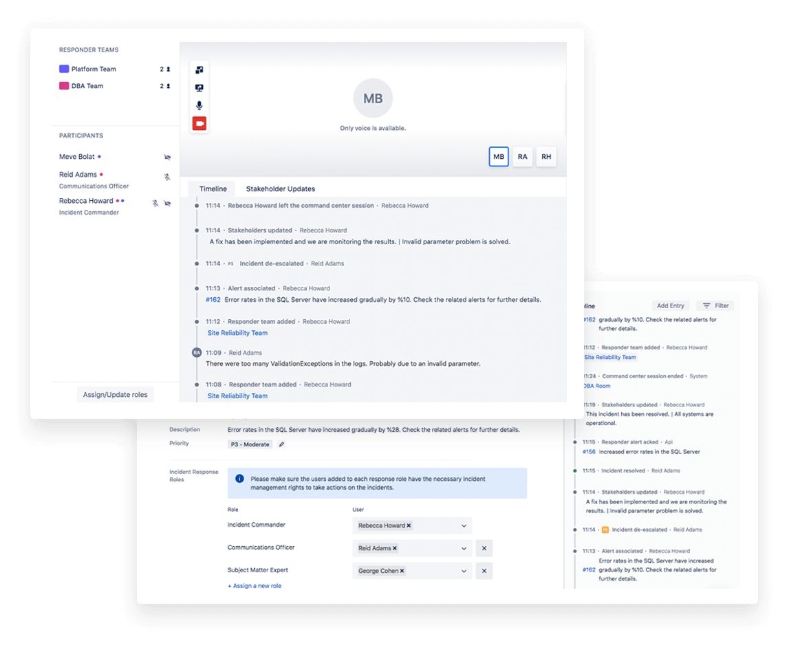 Snapshot einer Incident Timeline