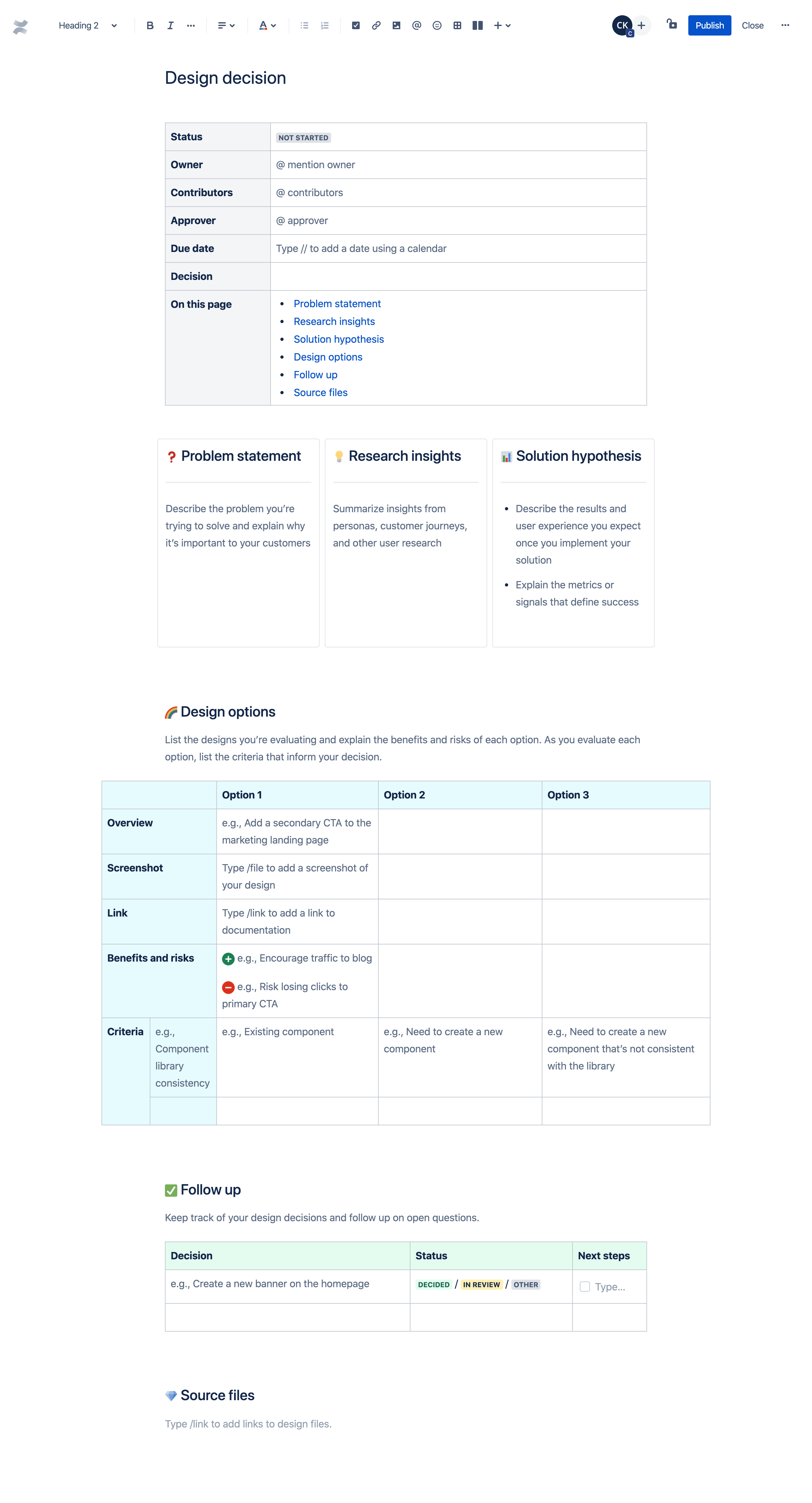 Design decision template
