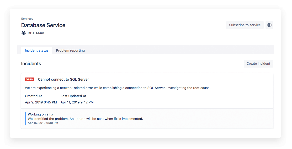 Snapshot eines Servicestatus