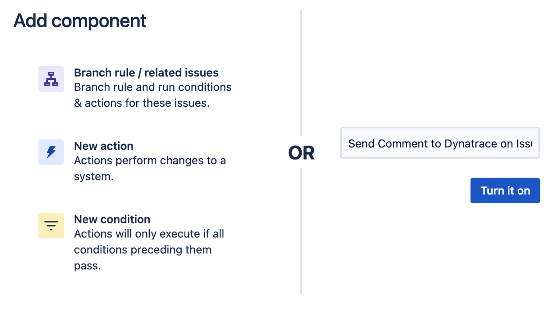 Dodawanie komponentu lub wysyłanie komentarza do Dynatrace