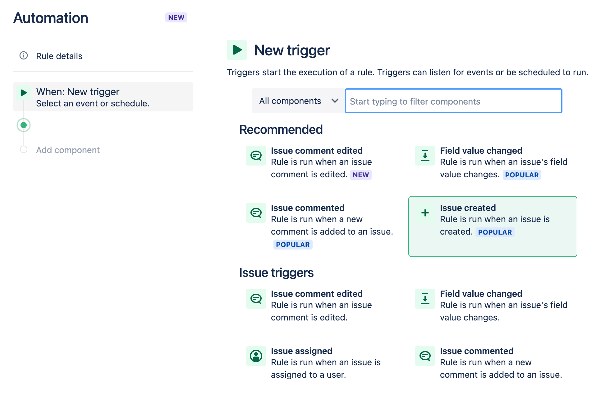 Setting automation triggers in Jira Service management