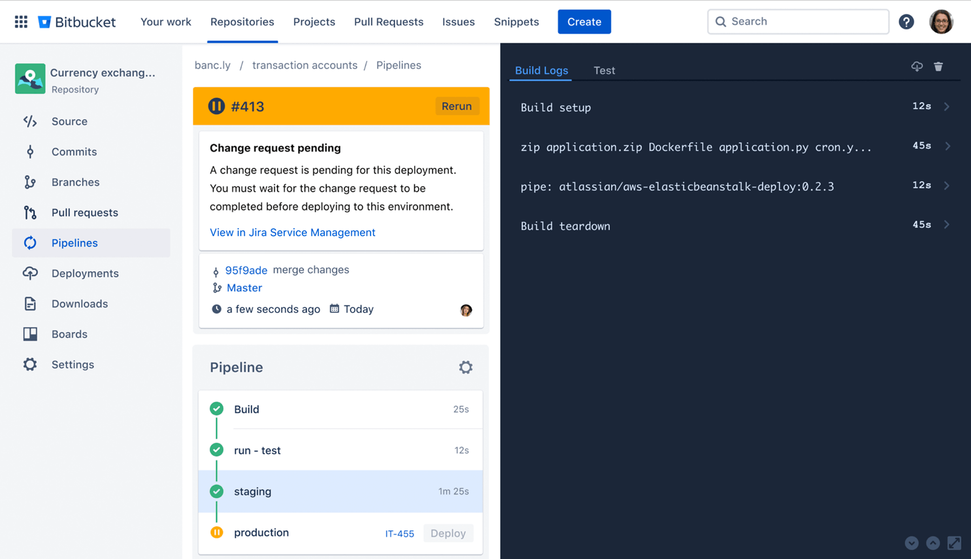 Bitbucket Pipelines 中的部署门控