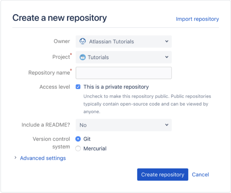 Creare un nuovo repository