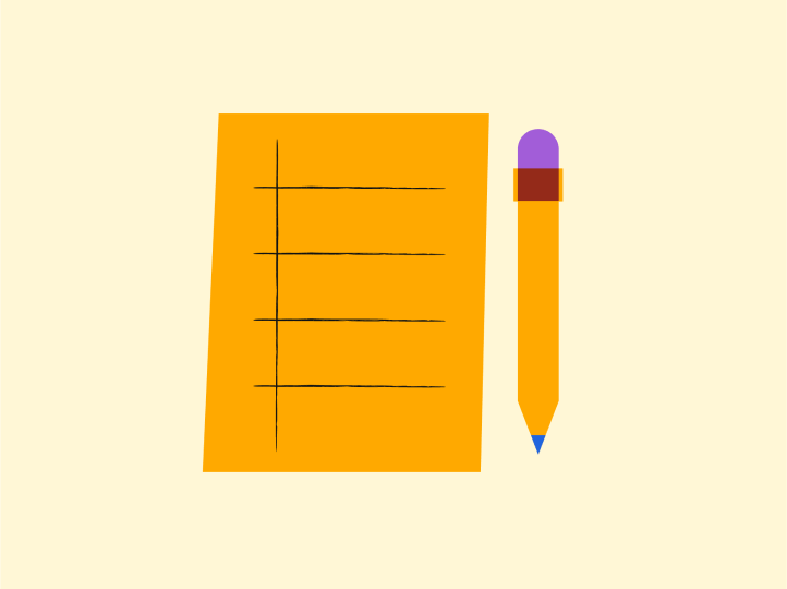 Illustration of a piece of paper and a pencil
