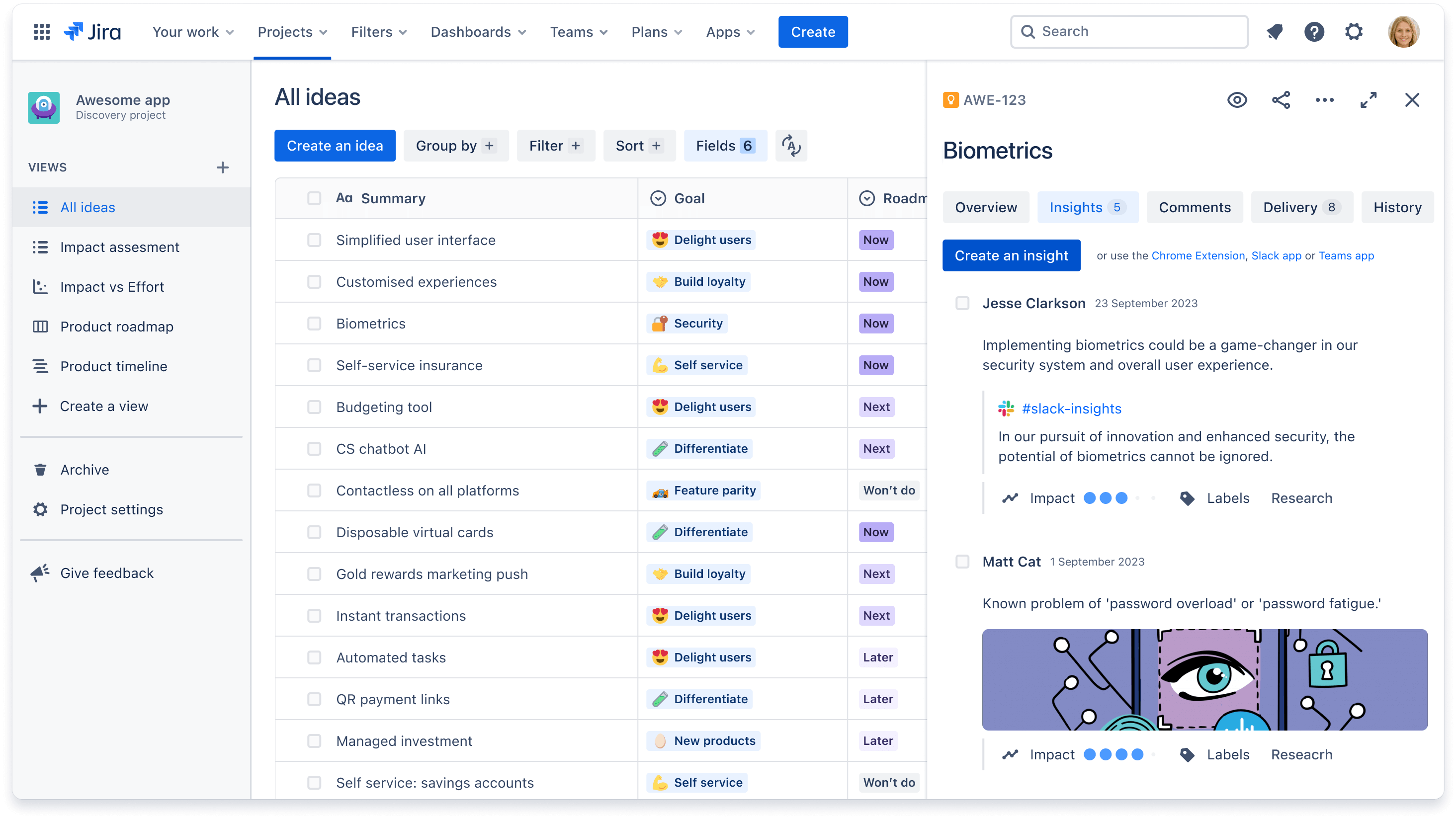 Insights sidebar