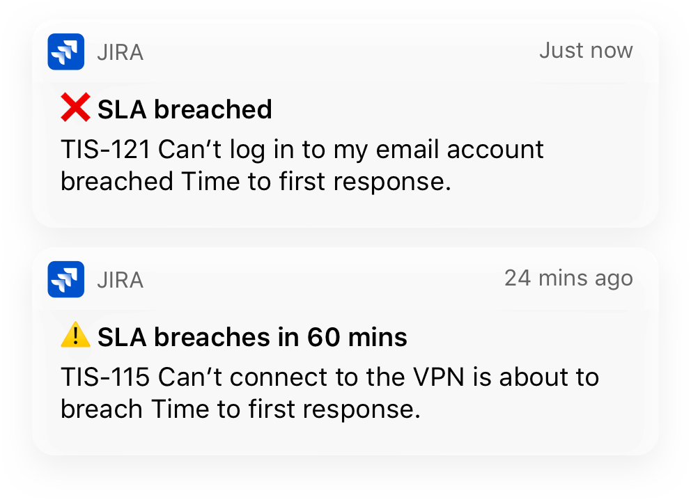 Мобильные уведомления из мобильного приложения Jira Service Desk