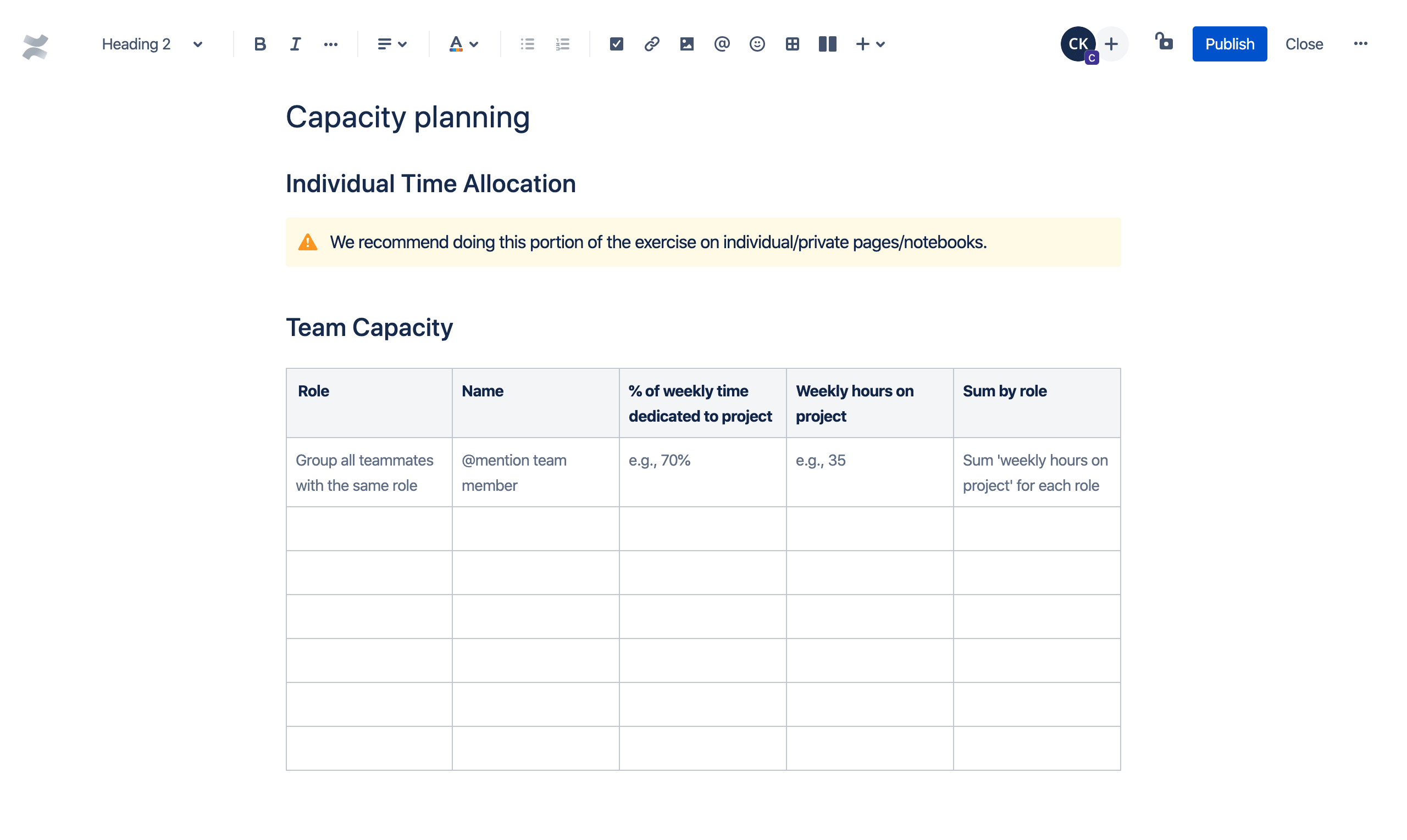 キャパシティ計画テンプレート Atlassian