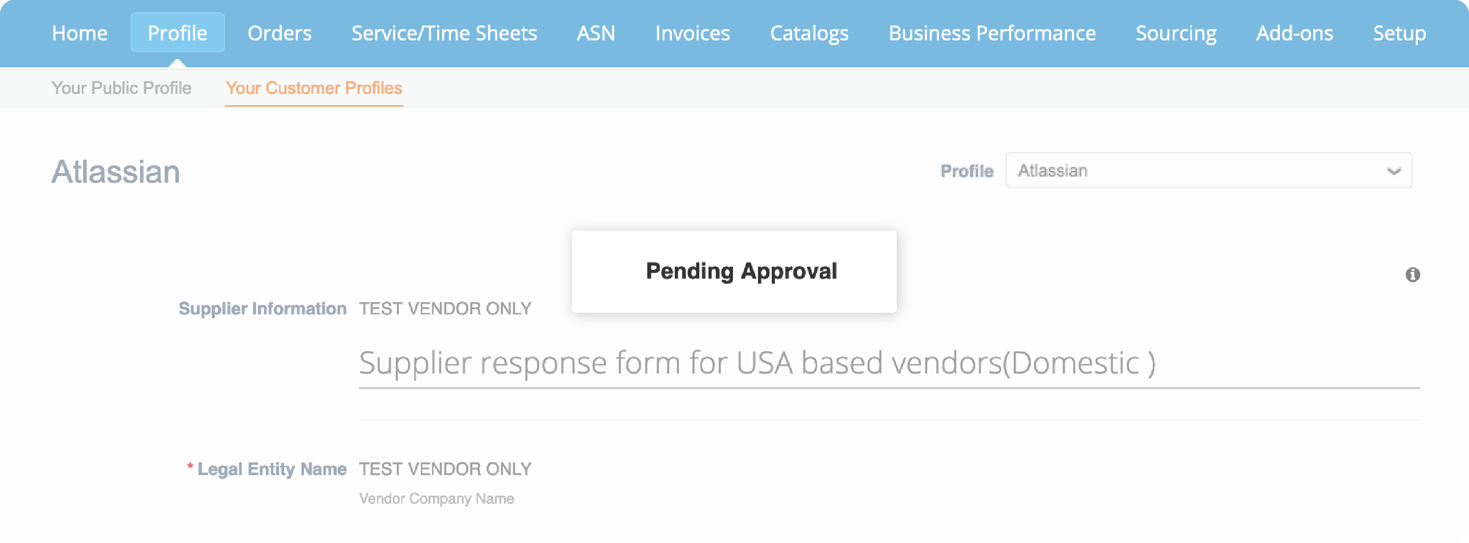 Pending Approval status on your customer profile Coupa Supplier