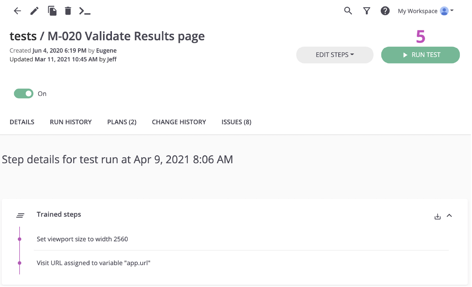 Test/Pagina di convalida dei risultati di test M-020