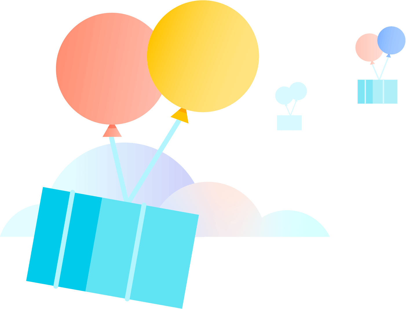 Containers with balloons