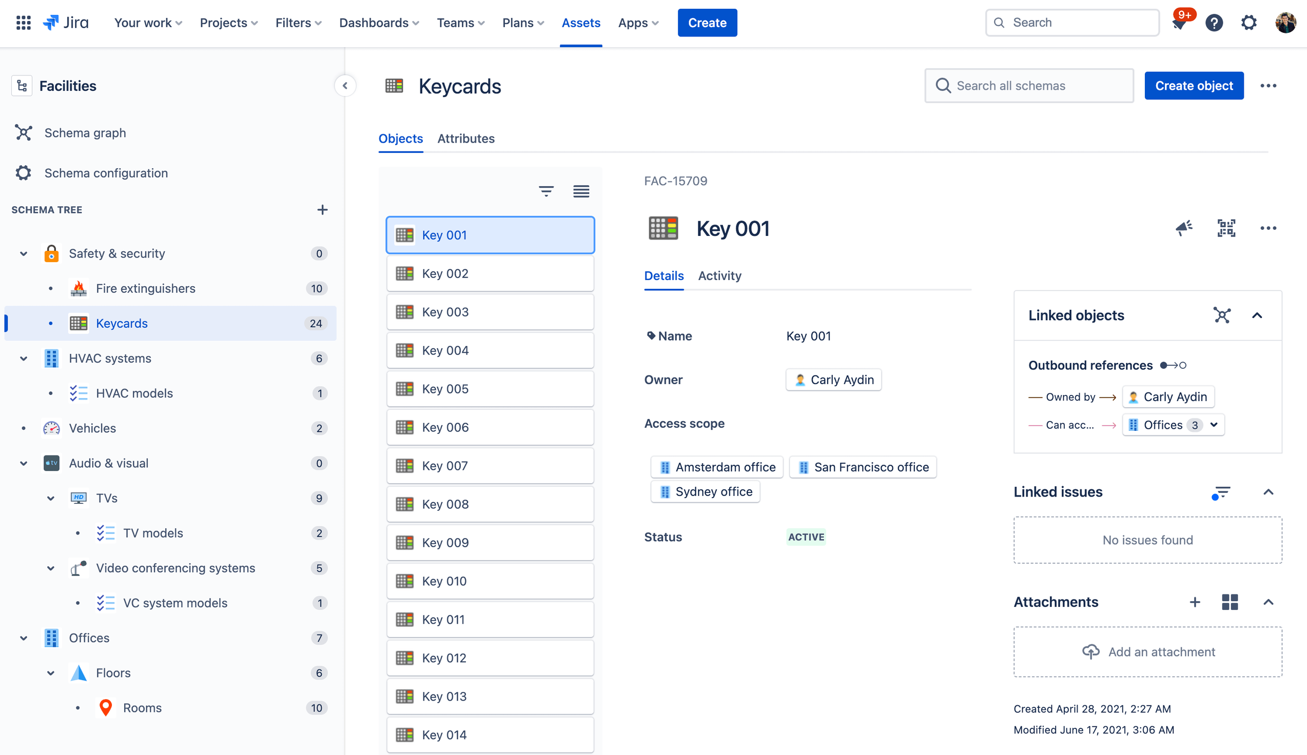 screenshot of accessing assets to manage facilities infrastructure