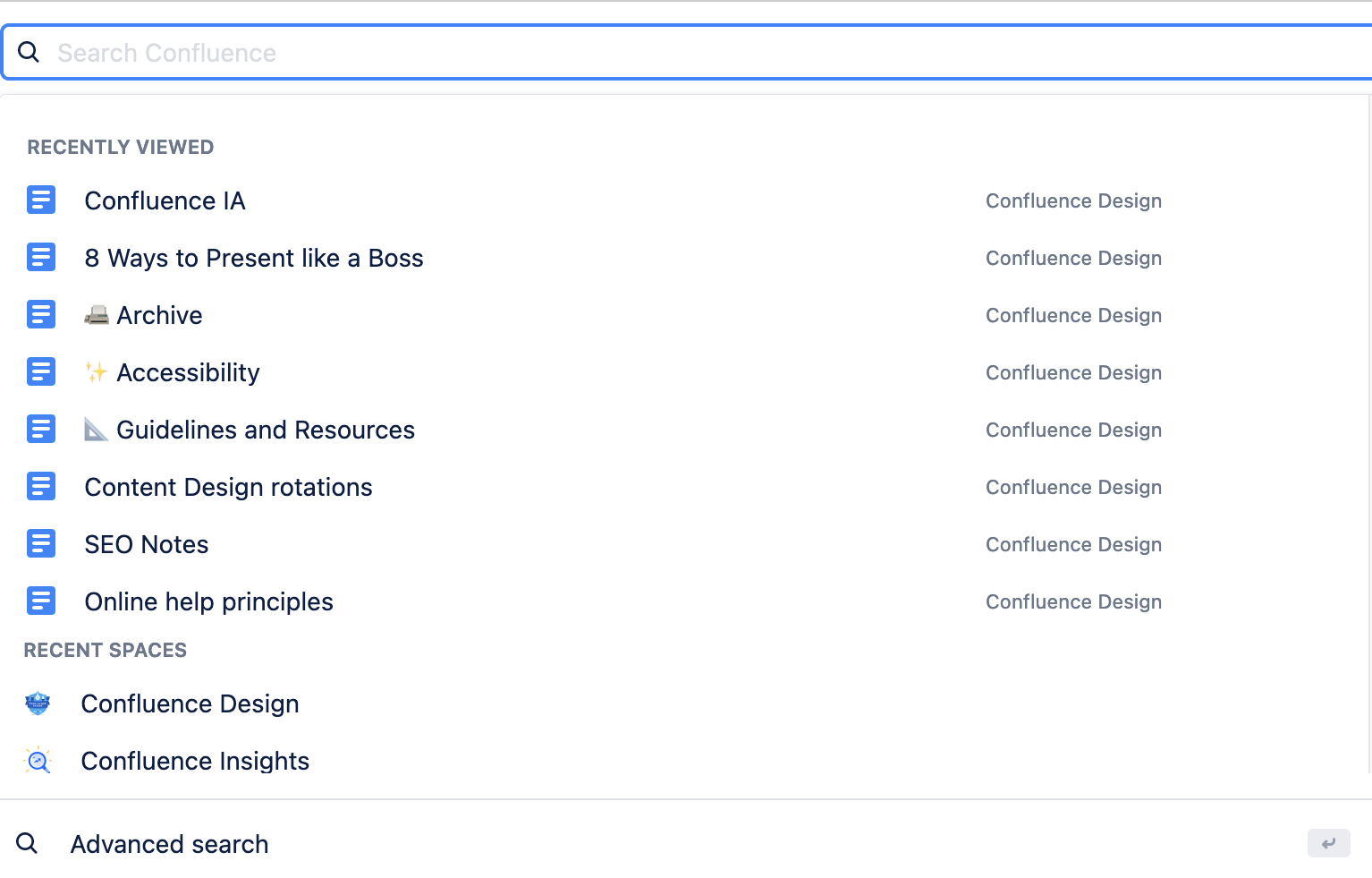 Snel zoeken in Confluence