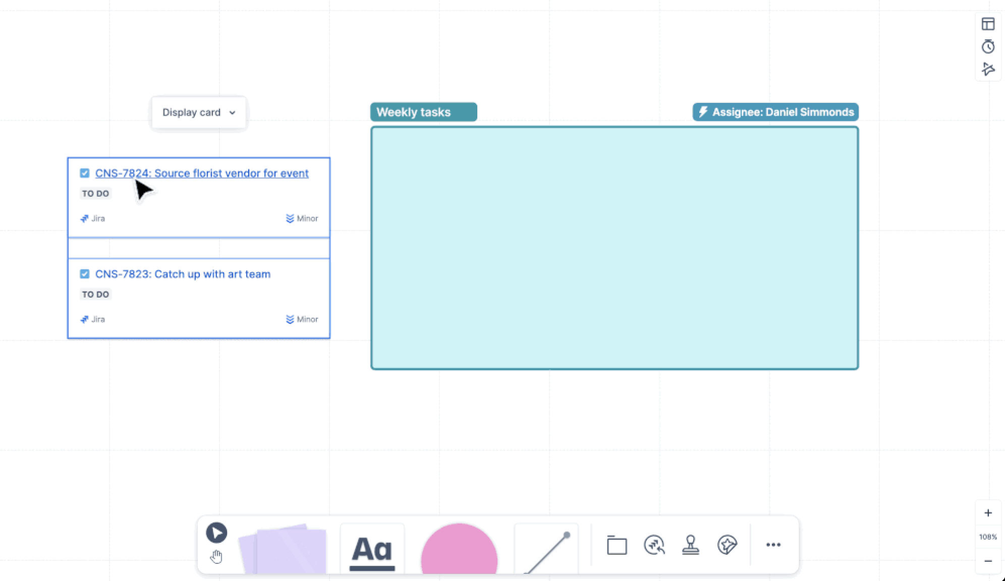 Jira smart sections in Confluence whiteboards