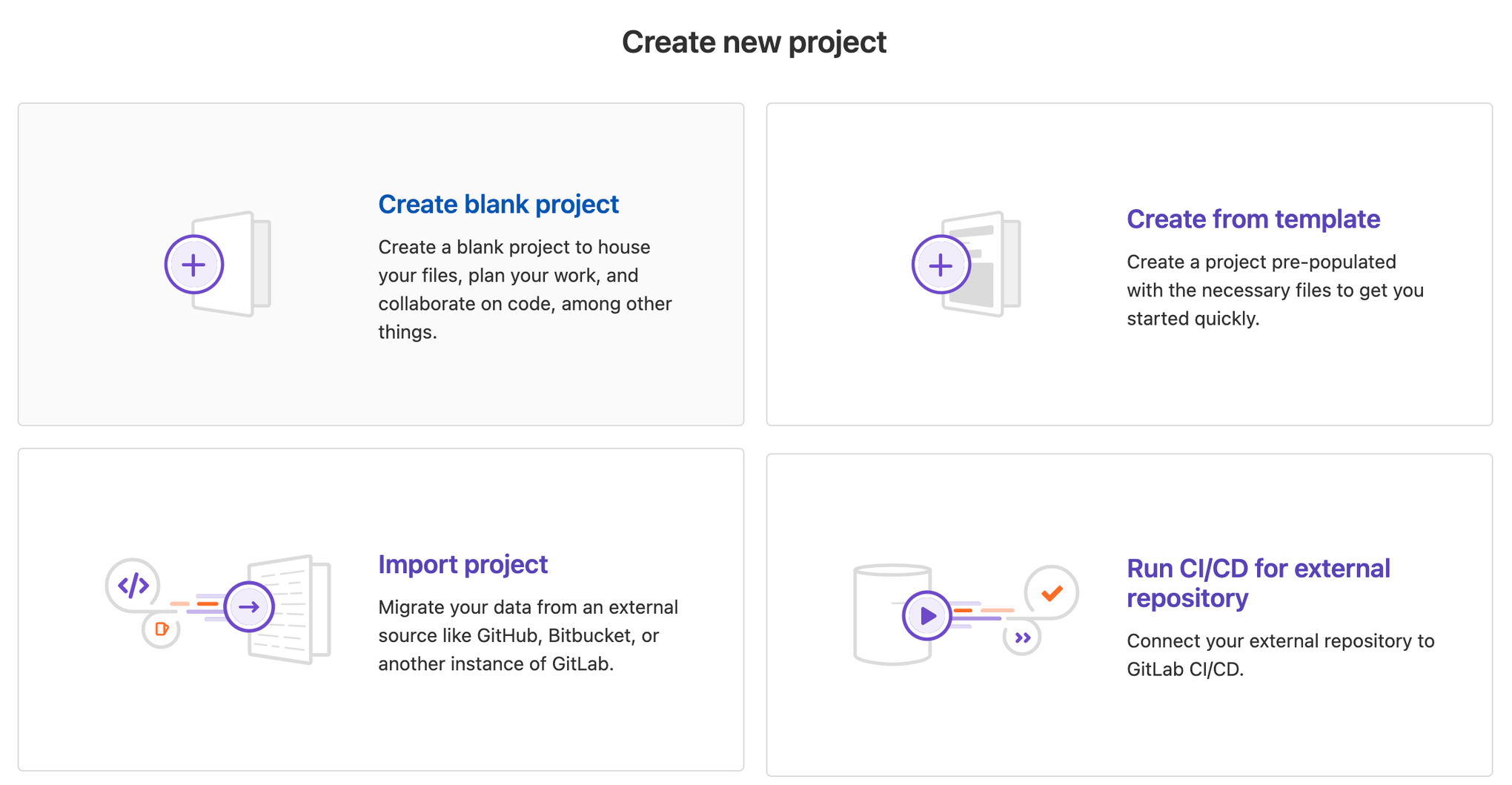 GitLab에서 새 프로젝트 만들기
