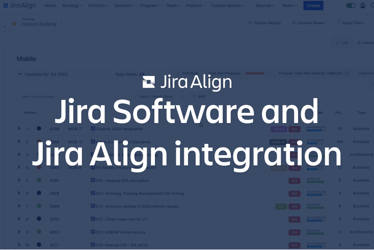 Pantalla de integración de Jira Software y Jira Align