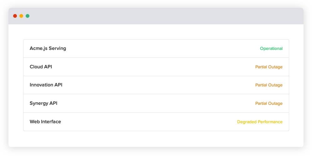 Statusy — zrzut ekranu