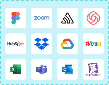 Reine Cloud-Apps: Figma, Zoom, Google Cloud, Dropbox, Datadog, Microsoft Teams, HubSpot