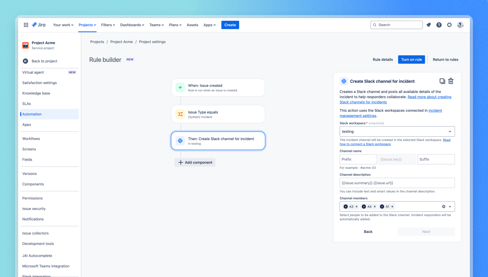 Automation rule builder in Jira