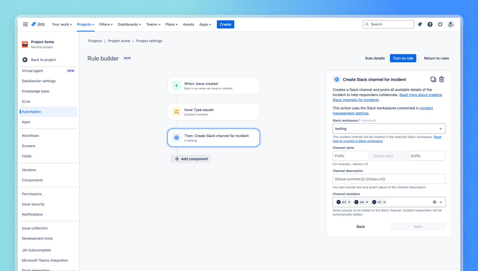 Automatisierungsregelgenerator in Jira
