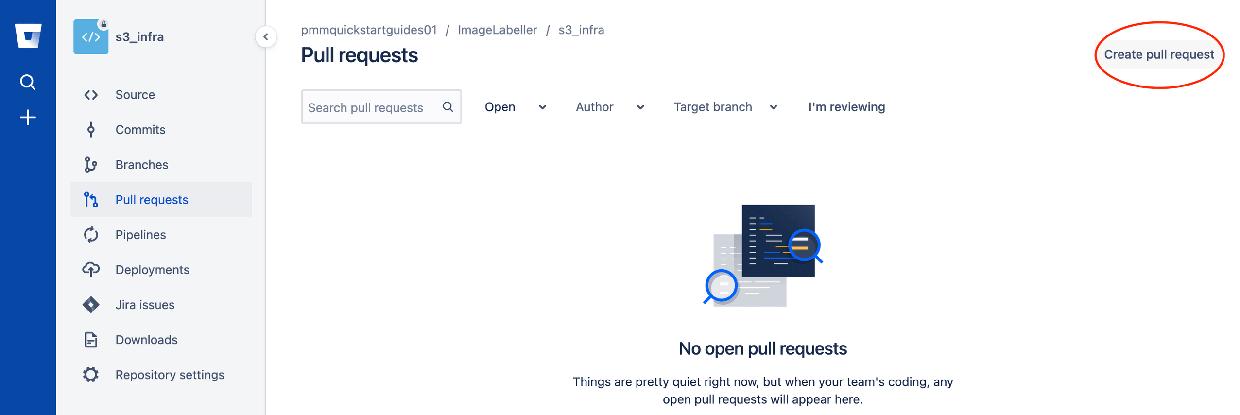 Creating a pull request in Bitbucket
