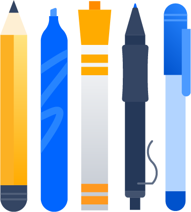 Ilustración de pluma y lápices