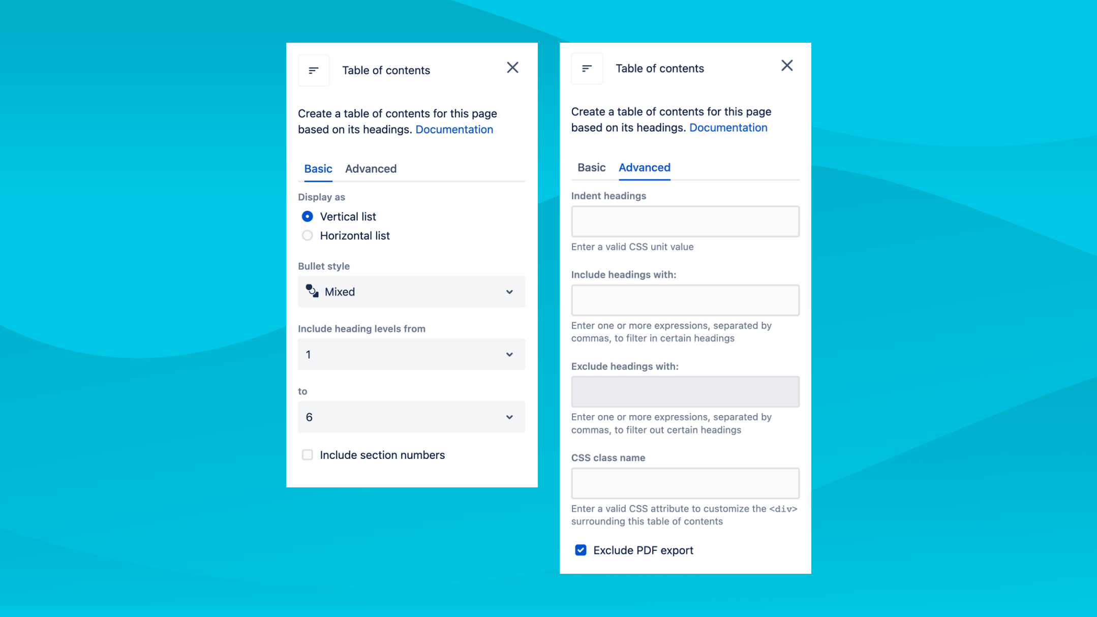 Table of contents within Confluence