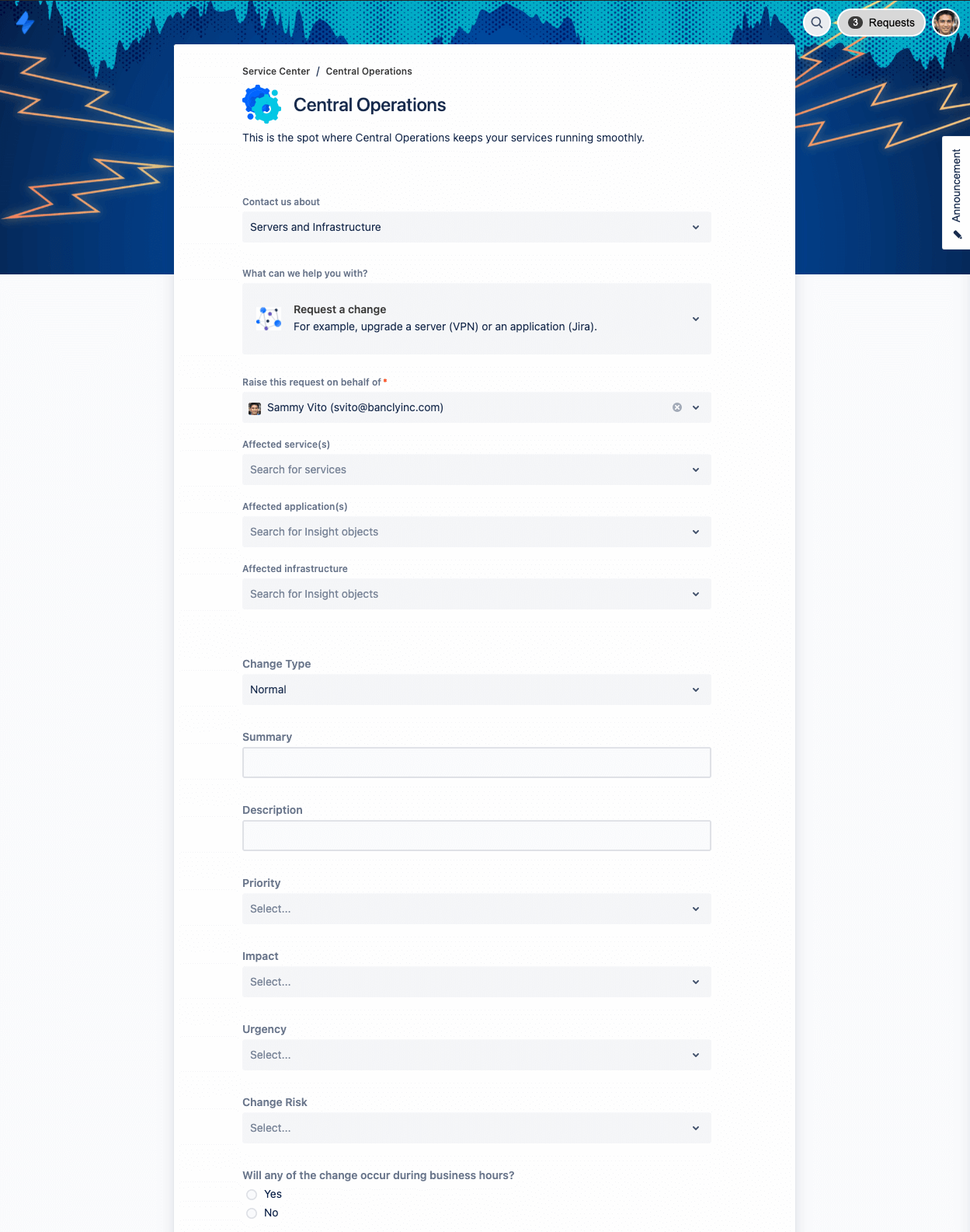 Screenshot displaying automation features in the self-service portal for Jira Service management