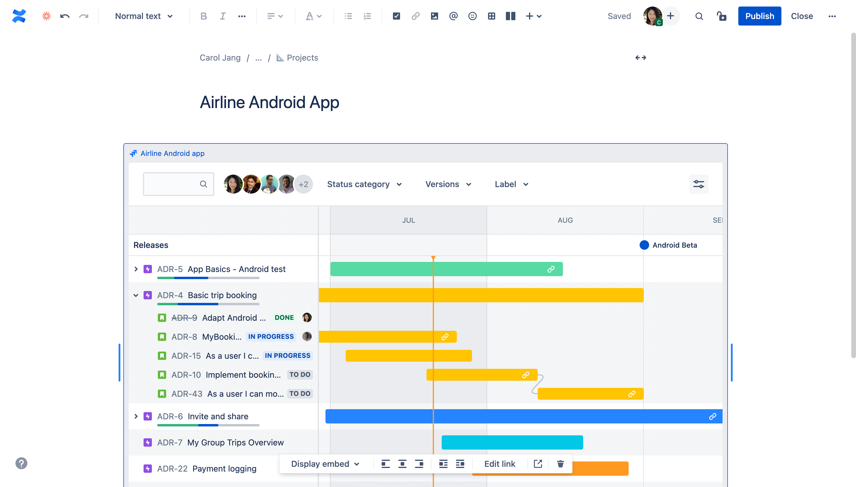 Pagina di Confluence Cloud