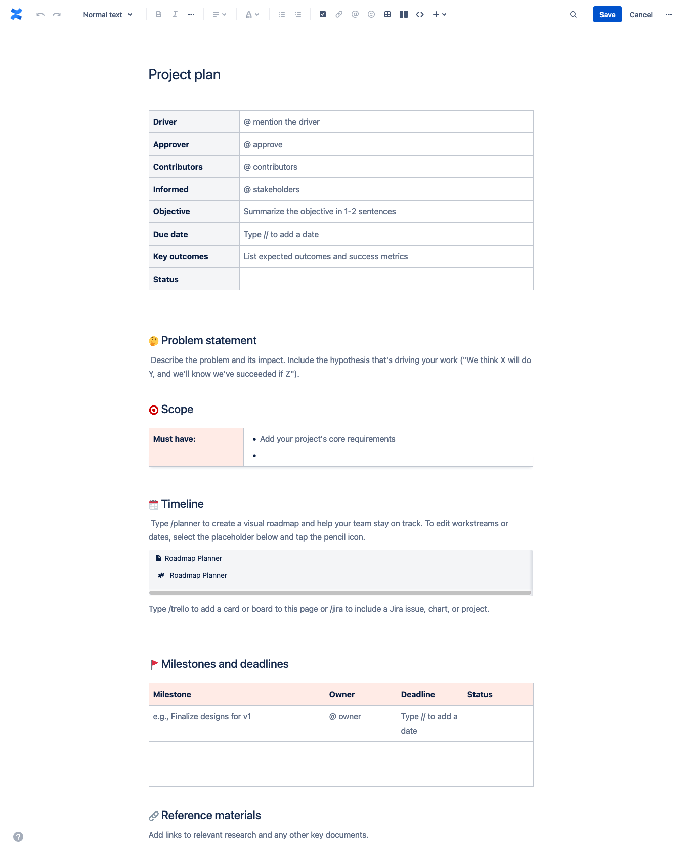 Project plan template  Atlassian