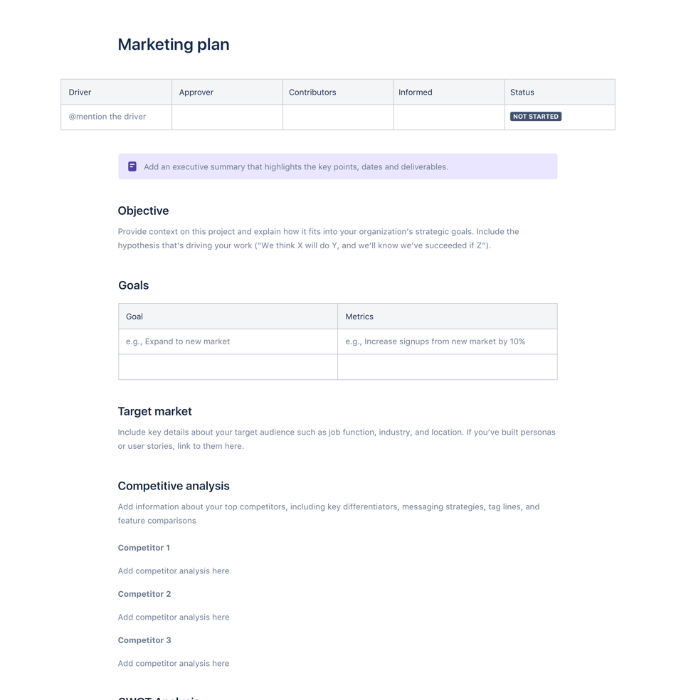 Marketing plan template