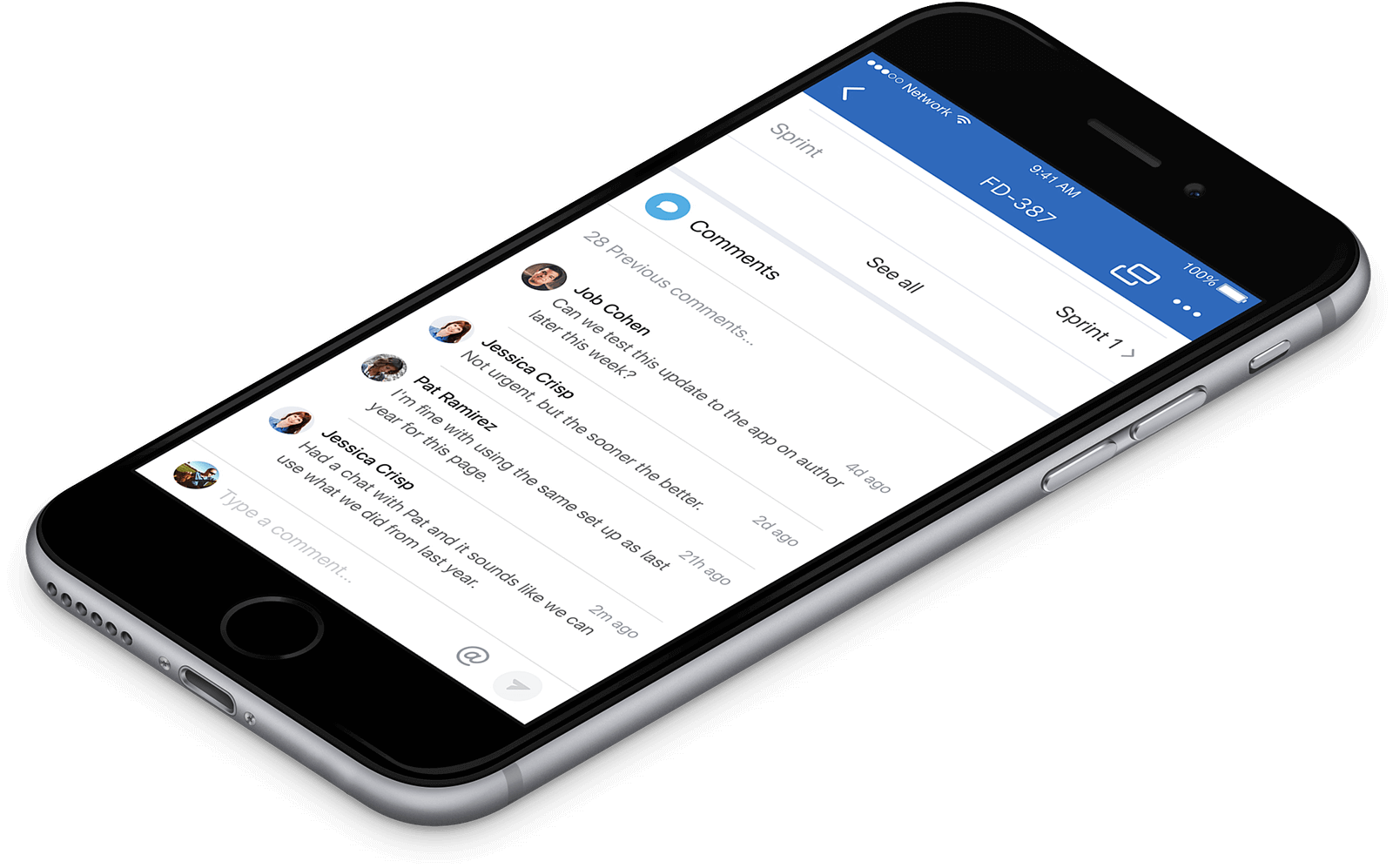Smartphone com notificações de comentários sobre um tíquete do Jira