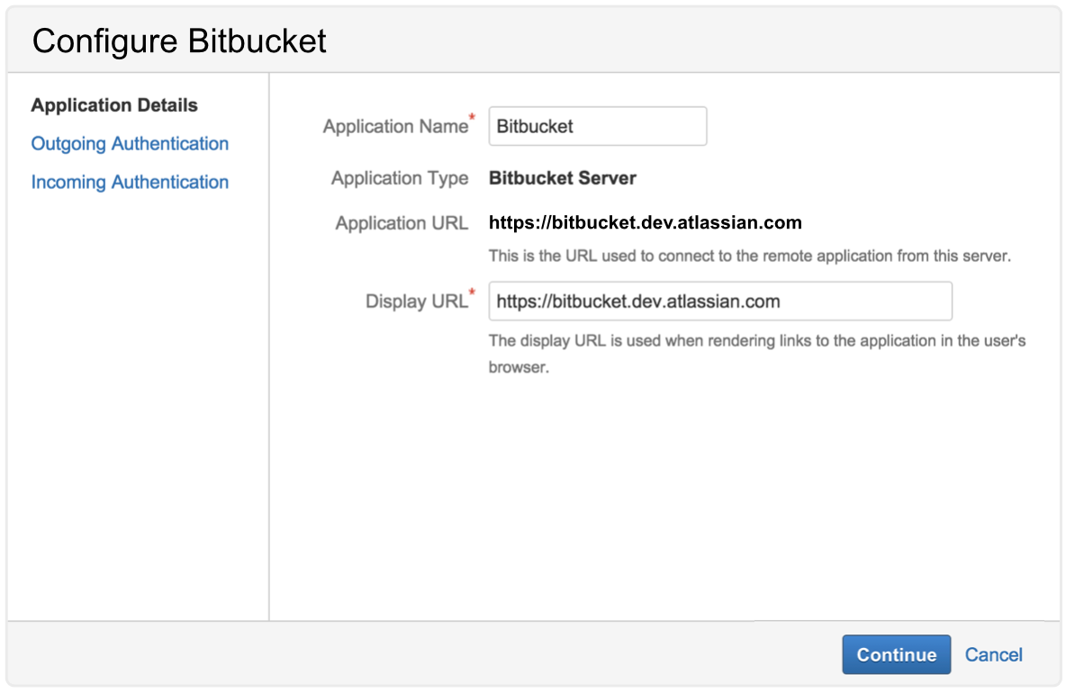 Konfigurowanie Bitbucket — zrzut ekranu