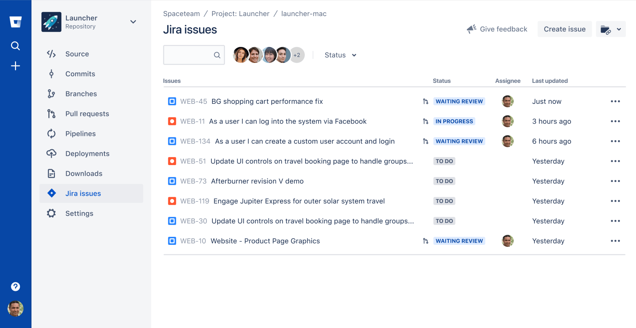 Tab "Vorgänge" in Jira