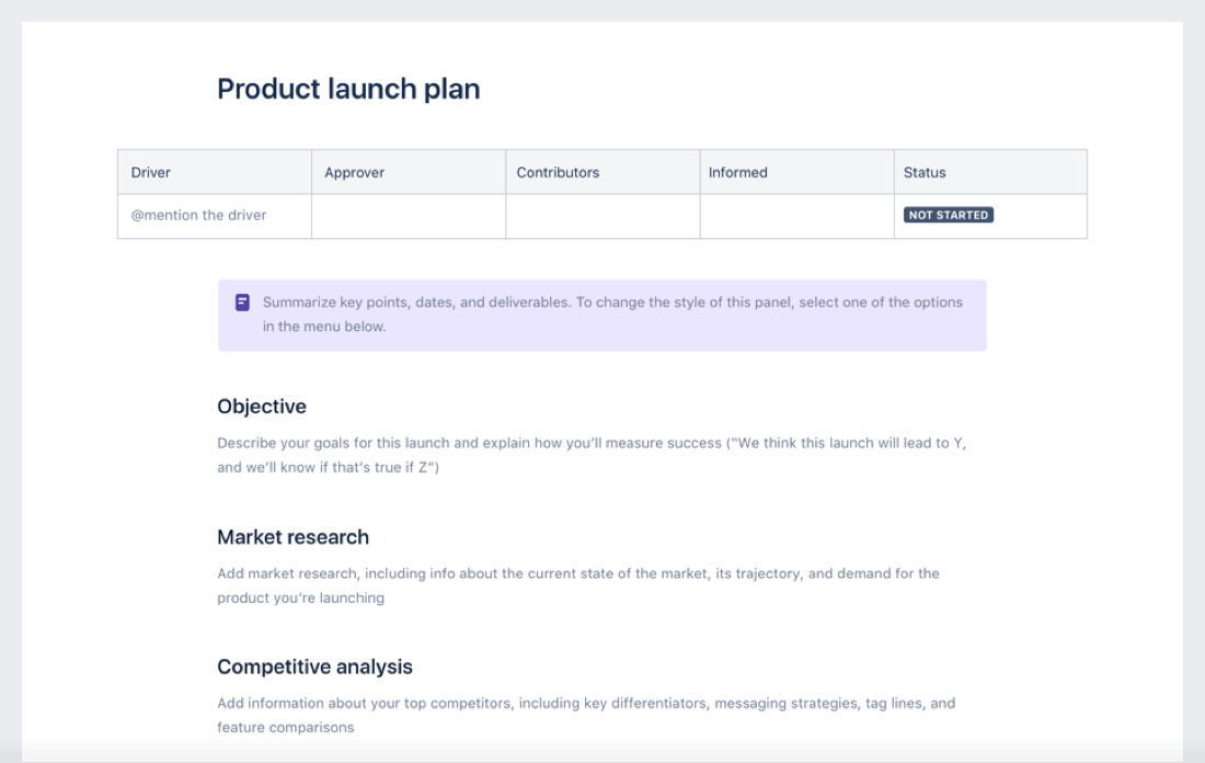 Product launch template