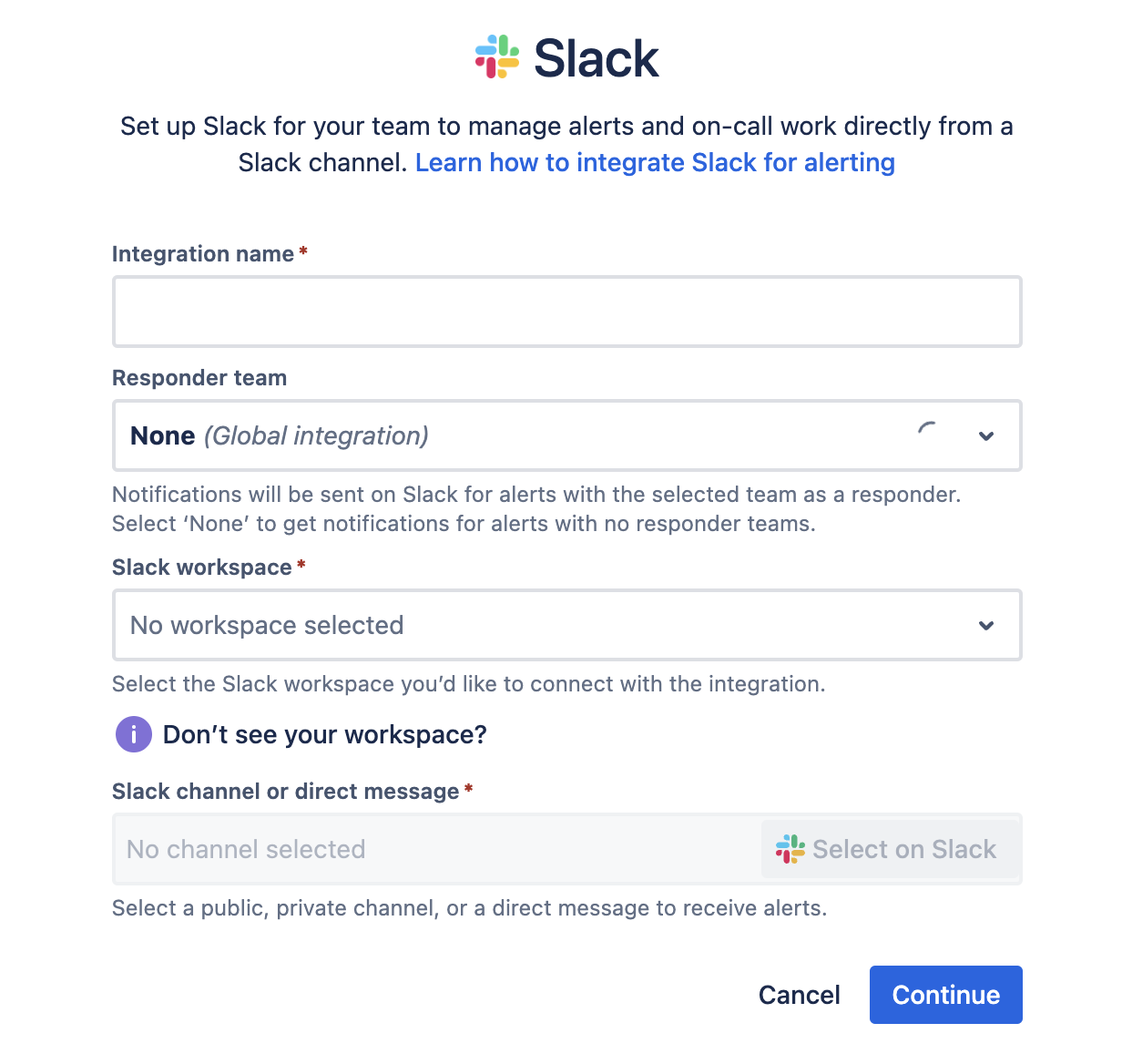 Formuliervelden van Slack-integraties
