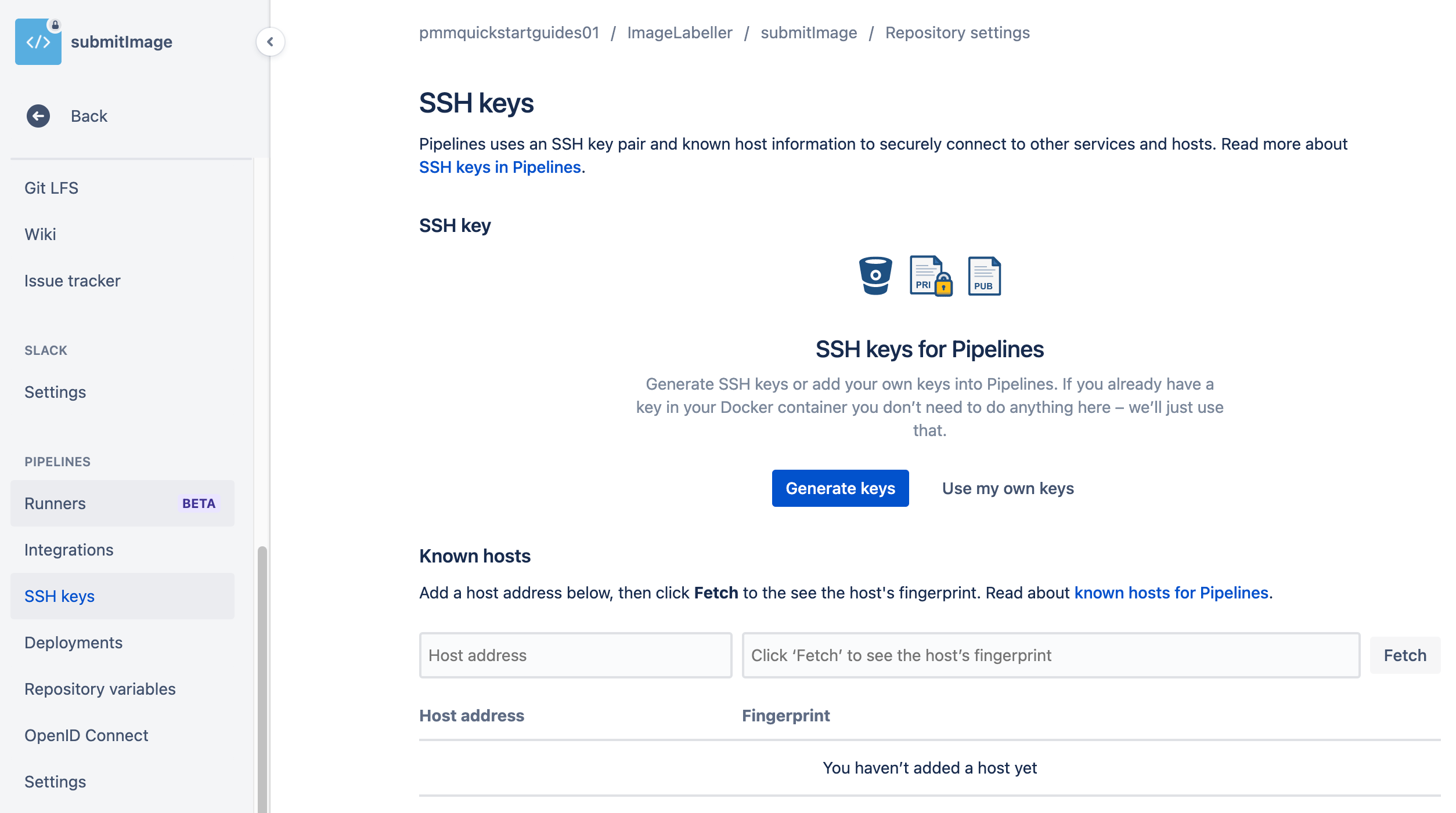 Gerar chaves SSH no Bitbucket