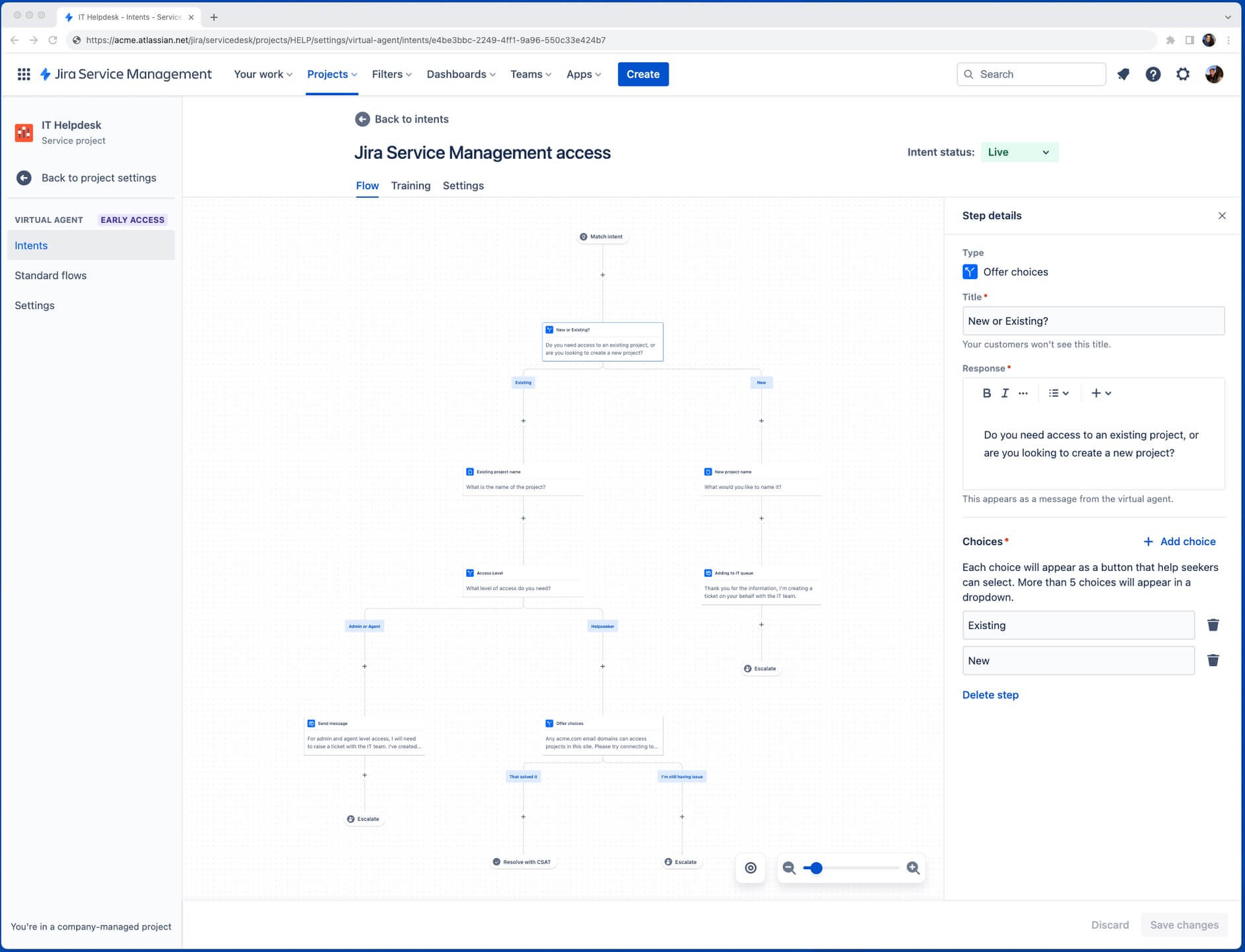 Capture d'écran d'exemple d'une référence d'objet dans Jira Service Management