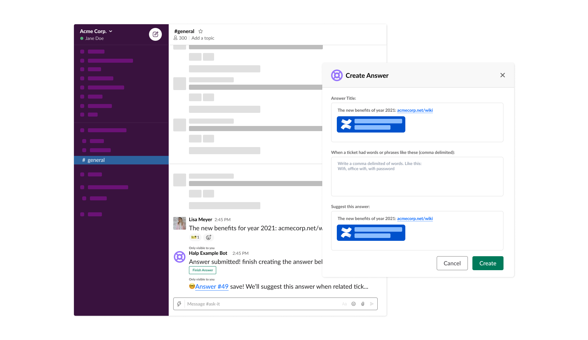 Turn articles into Answers