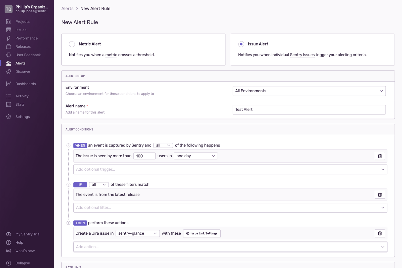 [Create Alert Rule (アラート ルールを作成)] ページ